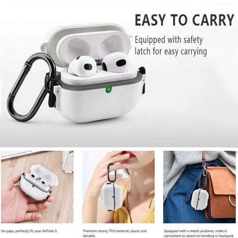 Bilateral Spring Action Switch PC Earphone Protective Cover with Carabiner, For AirPods Pro 3, For AirPods Pro 2