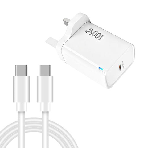 TE-PD46 GaN 100W PD 45W Fully Compatible Charger with Type-C to Type-C Data Cable，UK Plug