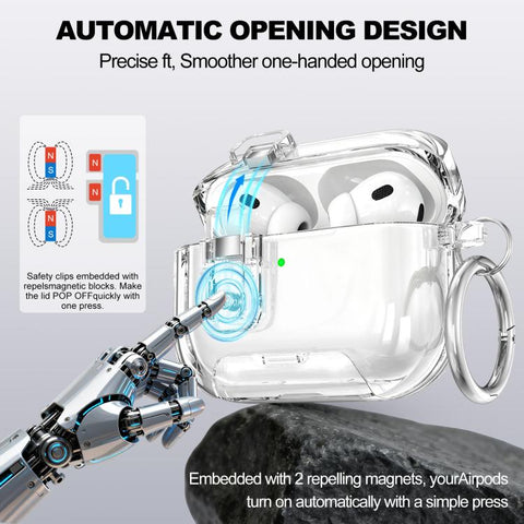 Starry Magnetic Buckle Stand TPU Earphone Protective Cover with Finger Ring, For AirPods Pro 3