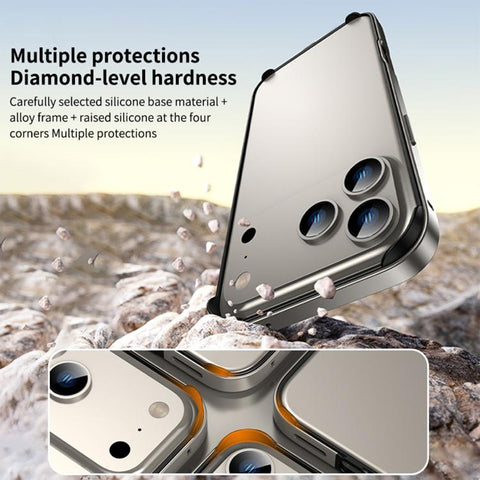 Metal Hybrid Silicone Four-Corner Shockproof Cooling Phone Frame Case, For iPhone 18 Pro / 17 Pro, For iPhone 18 Pro Max / 17 Pro Max, For iPhone 17, For iPhone Air