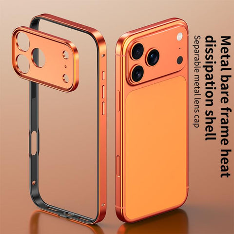 Aluminum Alloy Hybrid Silicone Edge Thin Cooling Phone Frame Case with Metal Lens Frame, For iPhone 16 Pro Max, For iPhone 16 Pro, For iPhone 15 Pro Max, For iPhone 15 Pro, For iPhone 14 Pro, For iPhone 14 Pro Max, For iPhone 13 Pro Max, For iPhone 13 Pro