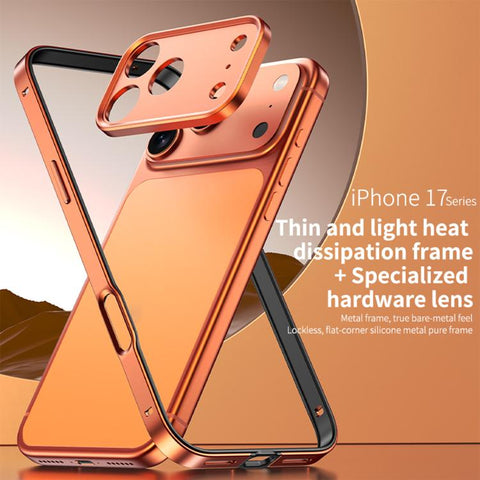 Aluminum Alloy Hybrid Silicone Edge Thin Cooling Phone Frame Case with Metal Lens Frame, For iPhone 16 Pro Max, For iPhone 16 Pro, For iPhone 15 Pro Max, For iPhone 15 Pro, For iPhone 14 Pro, For iPhone 14 Pro Max, For iPhone 13 Pro Max, For iPhone 13 Pro