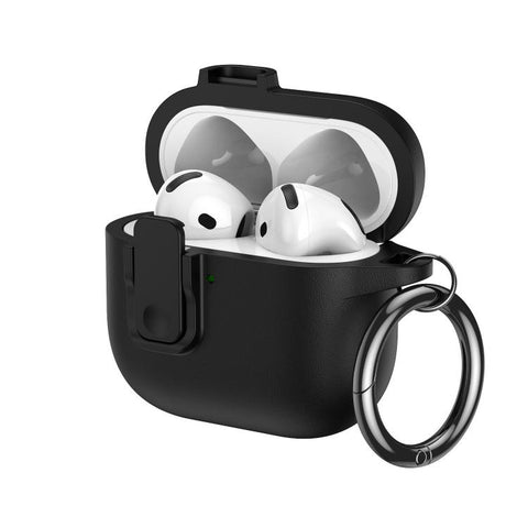 Grained Leather Look TPU Earphone Cover with Ring Hook, For AirPods 5 / 4, For AirPods Pro 3, For AirPods Pro 2, For AirPods 3