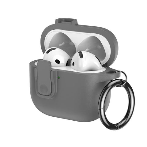 Grained Leather Look TPU Earphone Cover with Ring Hook, For AirPods 5 / 4, For AirPods Pro 3, For AirPods Pro 2, For AirPods 3