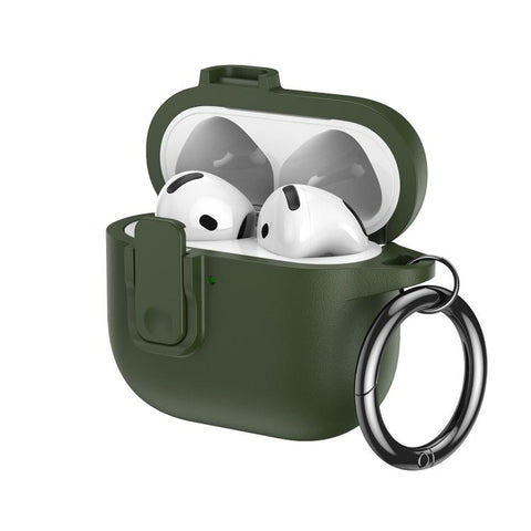 Grained Leather Look TPU Earphone Cover with Ring Hook, For AirPods 5 / 4, For AirPods Pro 3, For AirPods Pro 2, For AirPods 3
