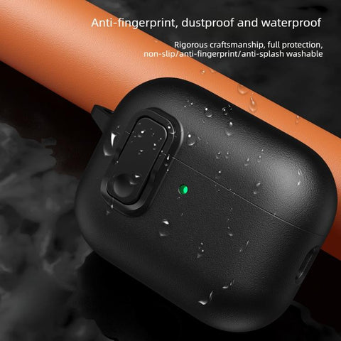 Grained Leather Look TPU Earphone Cover with Ring Hook, For AirPods 5 / 4, For AirPods Pro 3, For AirPods Pro 2, For AirPods 3