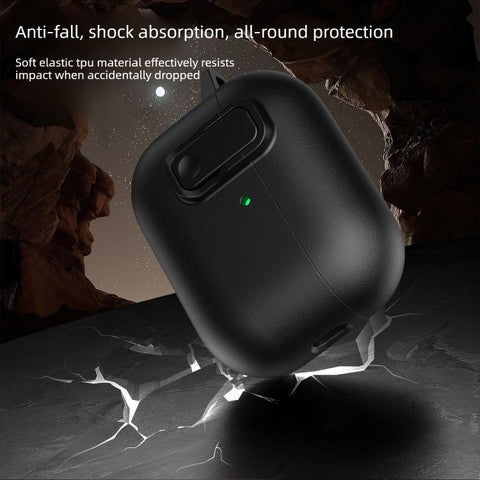 Grained Leather Look TPU Earphone Cover with Ring Hook, For AirPods 5 / 4, For AirPods Pro 3, For AirPods Pro 2, For AirPods 3