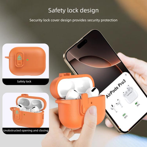 Grained Leather Look TPU Earphone Cover with Ring Hook, For AirPods 5 / 4, For AirPods Pro 3, For AirPods Pro 2, For AirPods 3