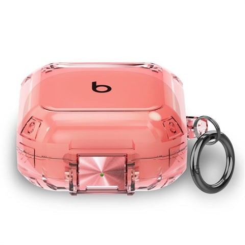 Transparent Metal Snap Lock Shockproof Earphone Cover with Finger Loop, For Beats Fit Pro