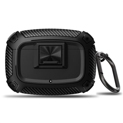 Carbon Fibre Snap Lock TPU Earphone Cover with Metal Buckle, For Beats Studio Buds / Buds+