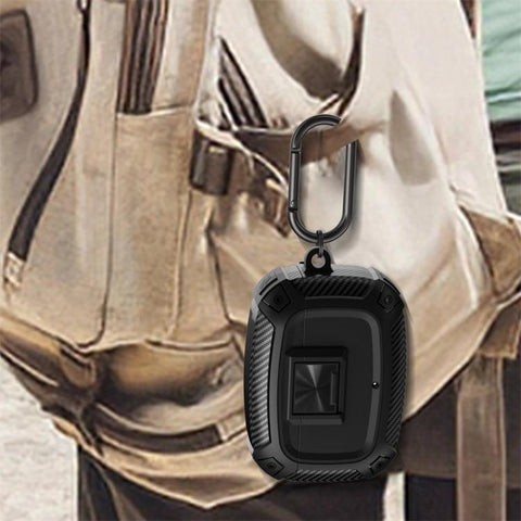 Carbon Fibre Snap Lock TPU Earphone Cover with Metal Buckle, For Beats Studio Buds / Buds+