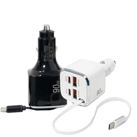 F01 40cm Type-C Cable, PD3.0 and QC3.0 USB Multifunctional Car Charger, F01 (Black), F01 (White)