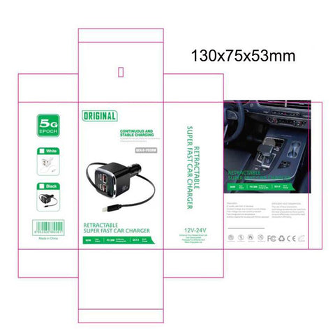 F01 40cm Type-C Cable, PD3.0 and QC3.0 USB Multifunctional Car Charger, F01 (Black), F01 (White)