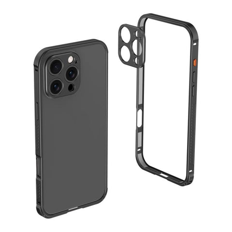 Armor Dual-side Anti-slip Metal Frame Case with Lens Cover, For iPhone 14 Pro Max, For iPhone 13 Pro Max, For iPhone 13 Pro, For iPhone 13