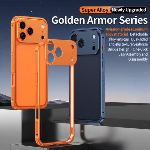 Armor Dual-side Anti-slip Metal Frame Case with Lens Cover, For iPhone 14 Pro Max, For iPhone 13 Pro Max, For iPhone 13 Pro, For iPhone 13