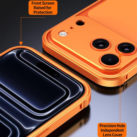Armor Dual-side Anti-slip Metal Frame Case with Lens Cover, For iPhone 14 Pro Max, For iPhone 13 Pro Max, For iPhone 13 Pro, For iPhone 13