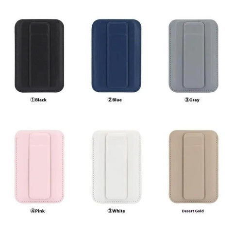 Ultra-Slim Magnetic Vegan Leather Card Bag with Stand