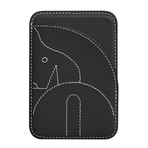 Genuine Leather Embroidered Magnetic Card Bag