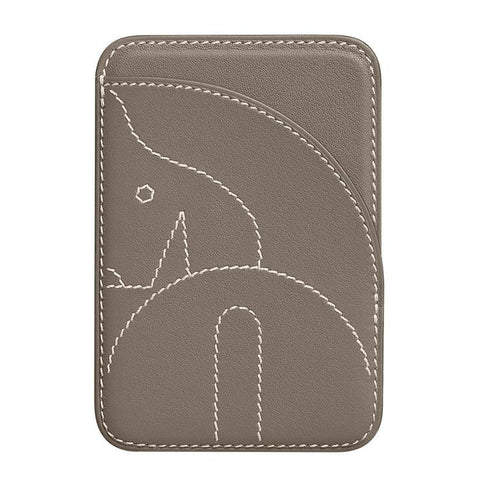 Genuine Leather Embroidered Magnetic Card Bag