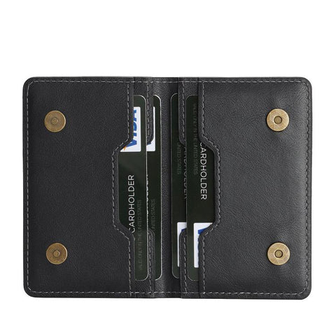 Two-Fold Magnetic Vegan Leather Card Bag