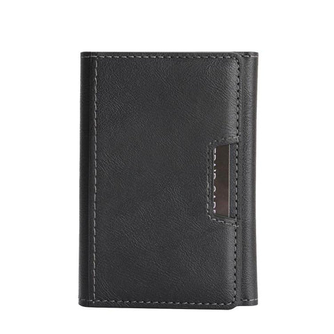 Tri-Fold Magnetic Vegan Leather Card Bag