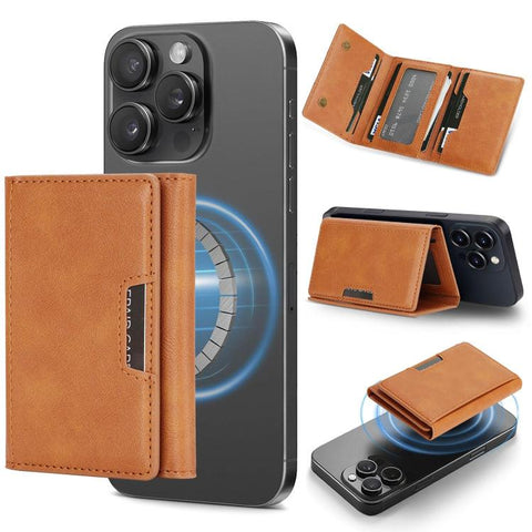 Tri-Fold Magnetic Vegan Leather Card Bag