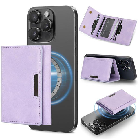 Tri-Fold Magnetic Vegan Leather Card Bag