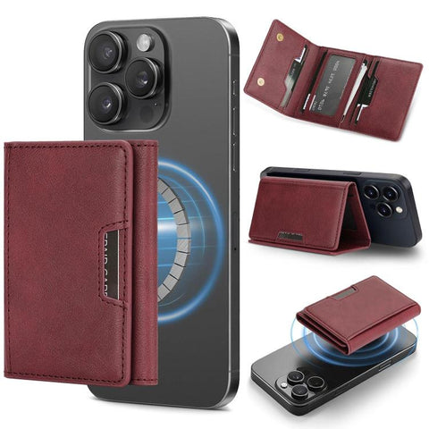 Tri-Fold Magnetic Vegan Leather Card Bag