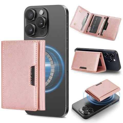 Tri-Fold Magnetic Vegan Leather Card Bag