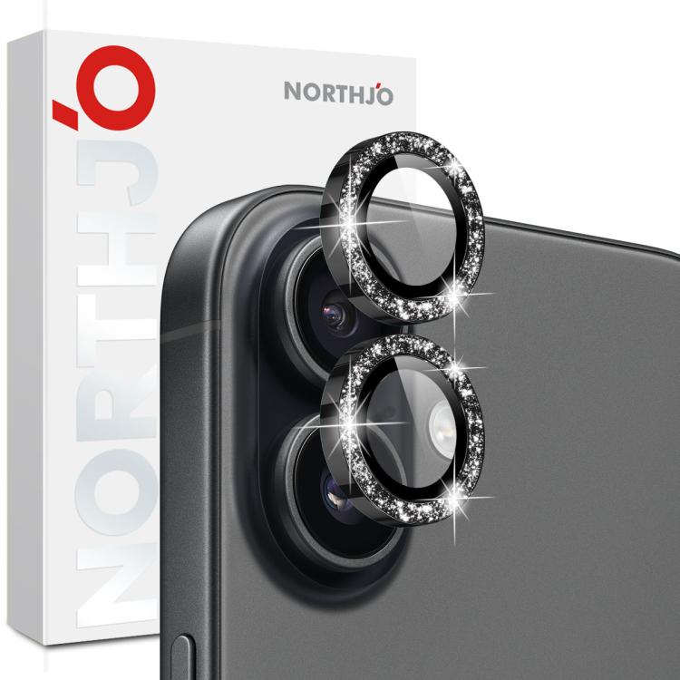 NORTHJO 1 Set Camera Lens Protector Glitter Metal Ring Film, For iPhone 17