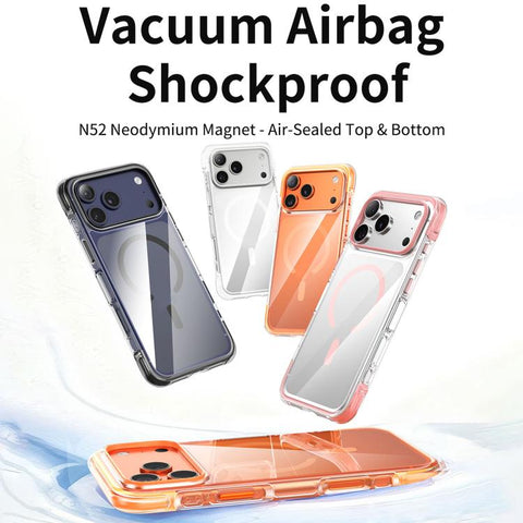 Vacuum-Sealed Transparent Airbag Magnetic Acrylic Phone Case, For iPhone 18 Pro / 17 Pro, For iPhone 18 Pro Max / 17 Pro Max, For iPhone 17