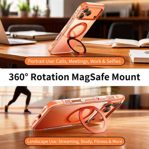 Vacuum-Sealed Transparent Airbag Magnetic Rotation Holder Acrylic Phone Case, For iPhone 18 Pro / 17 Pro, For iPhone 18 Pro Max / 17 Pro Max, For iPhone 17
