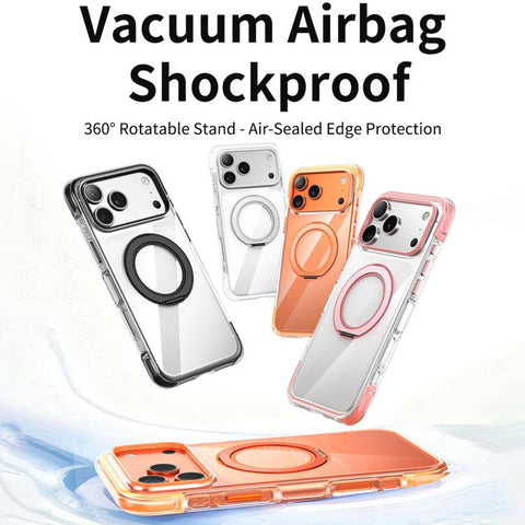Vacuum-Sealed Transparent Airbag Magnetic Rotation Holder Acrylic Phone Case, For iPhone 18 Pro / 17 Pro, For iPhone 18 Pro Max / 17 Pro Max, For iPhone 17