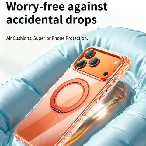 Vacuum-Sealed Transparent Airbag Magnetic Rotation Holder Acrylic Phone Case, For iPhone 18 Pro / 17 Pro, For iPhone 18 Pro Max / 17 Pro Max, For iPhone 17