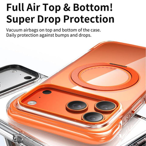 Vacuum-Sealed Transparent Airbag Magnetic Rotation Holder Acrylic Phone Case, For iPhone 18 Pro / 17 Pro, For iPhone 18 Pro Max / 17 Pro Max, For iPhone 17
