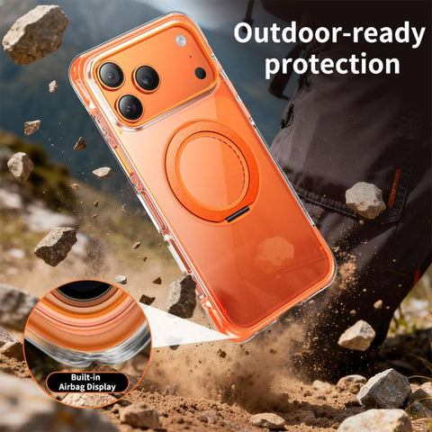 Vacuum-Sealed Transparent Airbag Magnetic Rotation Holder Acrylic Phone Case, For iPhone 18 Pro / 17 Pro, For iPhone 18 Pro Max / 17 Pro Max, For iPhone 17