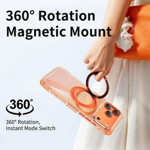 Vacuum-Sealed Transparent Airbag Magnetic Rotation Holder Acrylic Phone Case, For iPhone 18 Pro / 17 Pro, For iPhone 18 Pro Max / 17 Pro Max, For iPhone 17