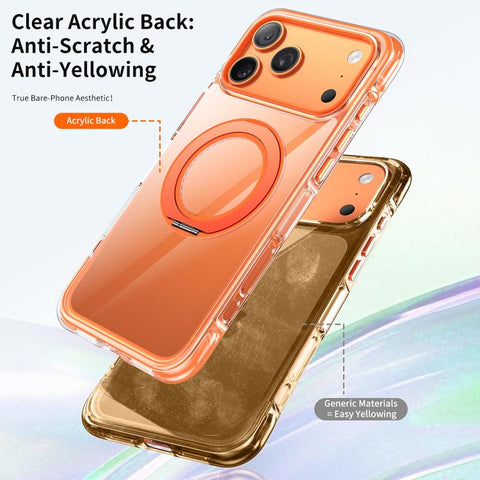 Vacuum-Sealed Transparent Airbag Magnetic Rotation Holder Acrylic Phone Case, For iPhone 16 Pro Max, For iPhone 16 Pro, For iPhone 16, For iPhone 15 Pro Max, For iPhone 15 Pro, For iPhone 15