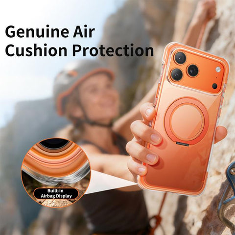 Vacuum-Sealed Transparent Airbag Magnetic Rotation Holder Acrylic Phone Case, For iPhone 16 Pro Max, For iPhone 16 Pro, For iPhone 16, For iPhone 15 Pro Max, For iPhone 15 Pro, For iPhone 15