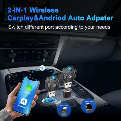 M36 CarPlay / Android Auto Wired to Wireless Converter 2 in 1 Ai Box Wireless Car Adapter, M36