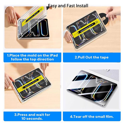 Easy Install Box Dust-Free HD Curved Edge Anti-Fingerprint Tempered Glass Tablet Film, For iPad Air 13 2026 / 2025 / 2024, For iPad Air 11 2026 / 2025 / 2024, For iPad Pro 13 2025 / 2024, For iPad Pro 11 2025 / 2024, For iPad 2025 / 2022               ...