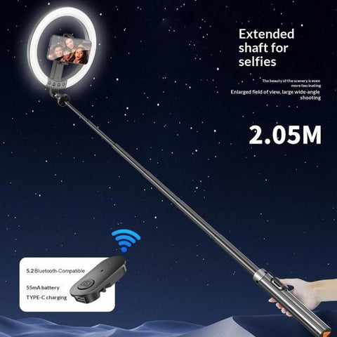 P61Q For Photography / Video Recording Live Streaming Selfie Stick Tripod Lamp 10 Inch Ring Light
