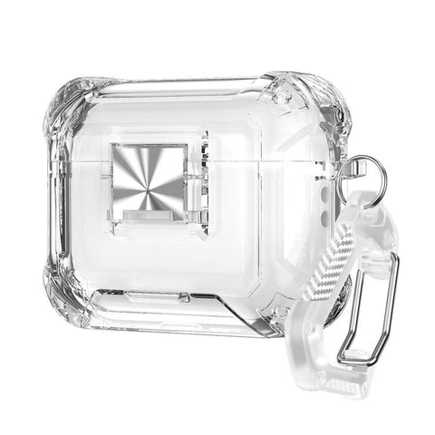 Transparent Snap Lock Shockproof TPU Earphone Cover with Carabiner, For AirPods Pro 3