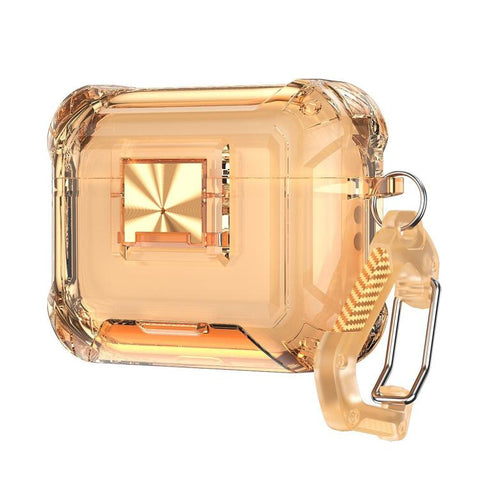 Transparent Snap Lock Shockproof TPU Earphone Cover with Carabiner, For AirPods Pro 3