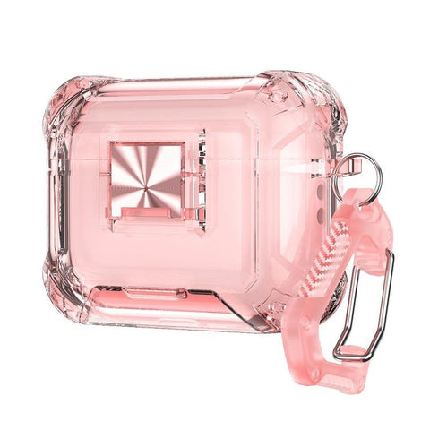 Transparent Snap Lock Shockproof TPU Earphone Cover with Carabiner, For AirPods Pro 3