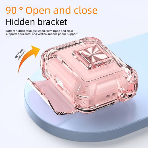 Transparent Snap Lock Shockproof TPU Earphone Cover with Carabiner, For AirPods Pro 3