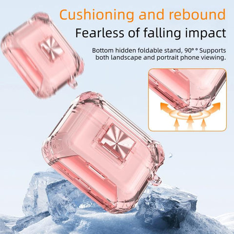 Transparent Snap Lock Shockproof TPU Earphone Cover with Carabiner, For AirPods Pro 3