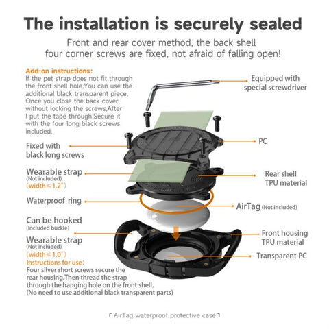 For AirTag 2nd Gen / AirTag 1st Gen Seal IP7 Waterproof Shockproof Anti-Loss Tracker Protective Cover