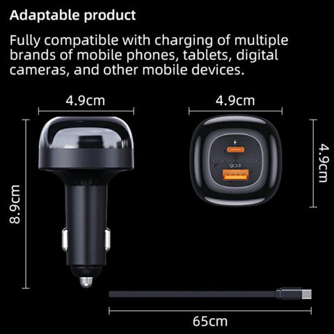 K10 Multi Port Fast Charging Cigarette Lighter PD 20W QC3.0 Dual Output Car Charger