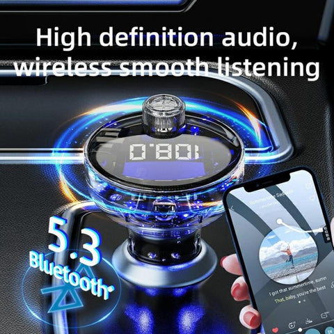 C10 USB / Type-C Multifunctional Car MP3 Player BT Hands-Free FM Transmitter Car Charger, C10